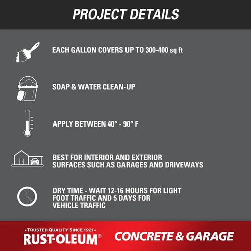 Vista 22 de Rust-Oleum 225359-2PK - Pintura e imprimación para pisos de concreto y garaje, galón, gris armadura satinada, paquete de 2