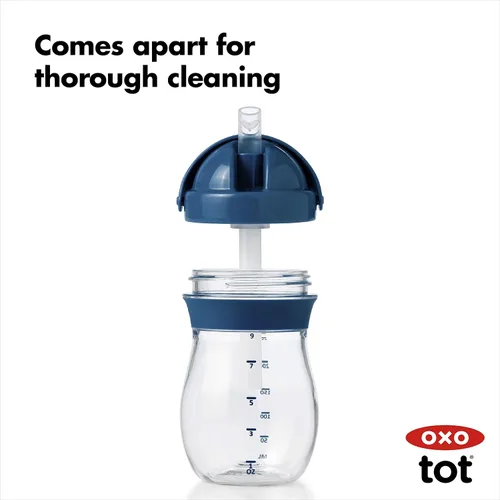 Vista 6 de OXO Tot Transitions - Vaso con pajita, 9 onzas, color azul marino