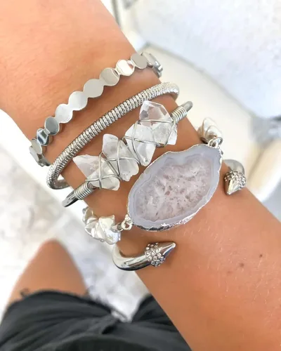 Vista 3 de Kinsley Armelle Pulsera Estrella de plata, calcedonia