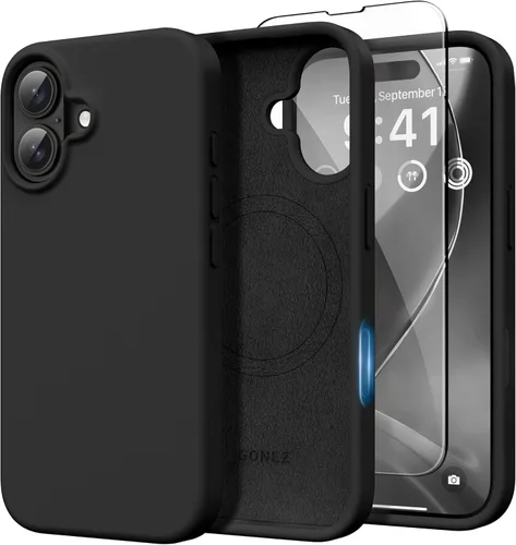 Vista 30 de GONEZ Funda magnética para iPhone 14, compatible con Magsafe, con protector de pantalla + protector de cámara, forro de microfibra antiarañazos