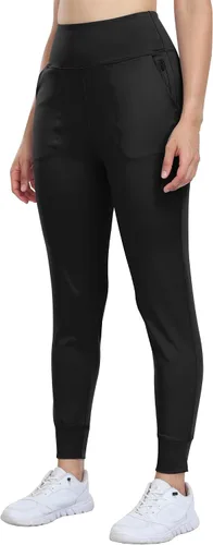 Vista 2 de WHOUARE Pantalones deportivos para mujer, leggings deportivos de entrenamiento con bolsillos, cintura alta, pantalones de yoga para gimnasio, correr