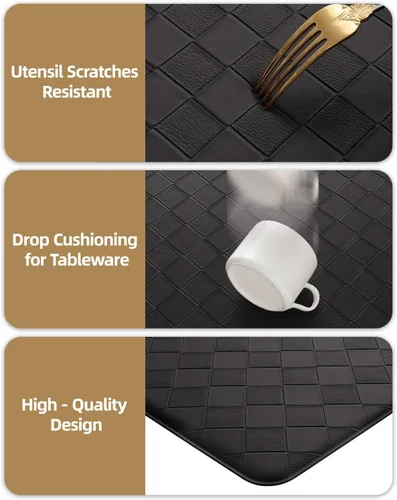 Vista 4 de Color&Geometry Tapetes acolchados antifatiga para cocina, 17 x 71 pulgadas, alfombra de pasillo largo antideslizante impermeable, alfombrilla Negro