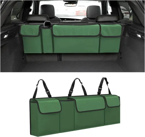 Vista 12 de AUCELI Organizador de Maletero para Auto, Organizador Colgante Grande para Asiento Trasero con Correas Ajustables, Bolsa de Carga Plegable