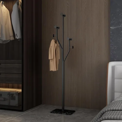 Vista 4 de JIAYUEJU Perchero independiente con forma de árbol de metal con base de mármol resistente, perchero de esquina para dormitorio, entrada, pasillo