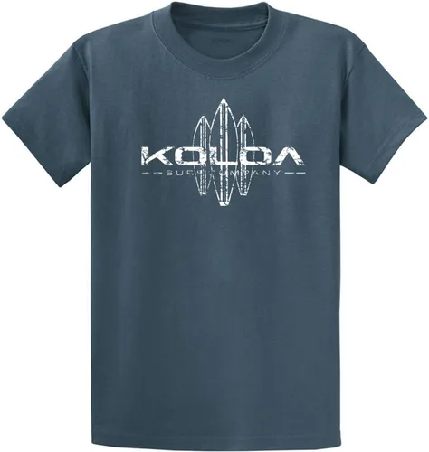 Vista 17 de Koloa Surf - Camisetas de algodón pesado para hombre, tallas grandes y altas Azul acuático/negro buscando diseño de ondas