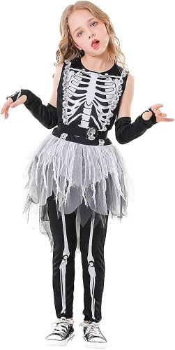Vista 2 de Seasons Disfraz de esqueleto fantasma para niñas de Halloween