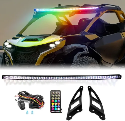 Vista 10 de WeiSen - Kit de barra de luz LED RGBW de 50 pulgadas y 288 W, compatible con Can Am Maverick X3 Max 2017-2025 Kit de arnés de cableado, soporte