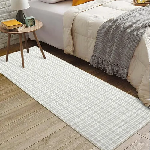Vista 16 de Zacoo Alfombra de área – 9 x 12 pies gris a cuadros para sala de estar, moderna, lavable, antideslizante, resistente a las manchas, alfombra de casa