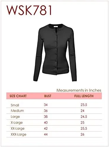 Vista 7 de Made by Johnny Women's Long Sleeve Button Down Classic Crew Neck V-Neck Knit Cardigan Sweater