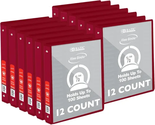 Vista 8 de BAZIC Products Carpeta organizadora de 3 anillas de 1/2 pulgada con vista económica, color negro, anillo redondo, capacidad para 100 hojas de papel