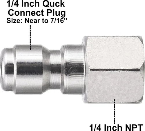 Vista 2 de RIDGE WASHER Acopladores para lavadora a presión, enchufe de conexión rápida de 1/4, paquete de 2 Conexión de rosca NPT hembra, 5000 PSI