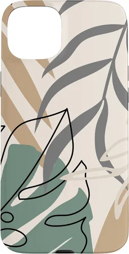 Vista 9 de Funda abstracta minimalista exótica para iPhone 16 Tropical Botanical Beige Brown