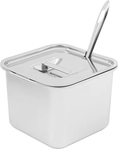 Vista 5 de Recipientes de condimentos de acero inoxidable, 6 estaciones de cobertura de pizza de 2.4 L, para preparar ingredientes y coberturas, recipientes