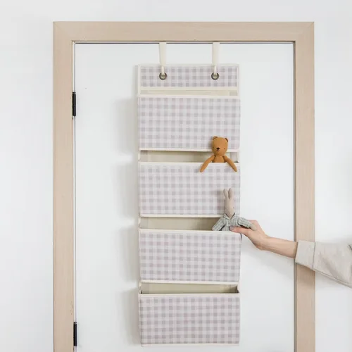 Vista 4 de 3 Sprouts Organizador para colgar sobre la puerta, organizador colgante para bebés y almacenamiento con 4 bolsillos grandes y 2 ganchos para ropa