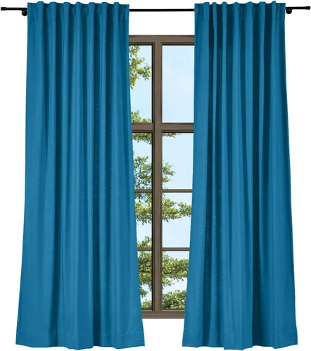 Vista 24 de TWOPAGES Cortina de lino beige sólido de algodón con pestaña trasera, elegante cortina natural para cocina (1 panel, 50 x 63 pulgadas)