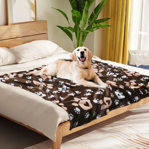 Vista 14 de Manta Suave para Perros para Perros Grandes - Manta Mullida para Mascotas para Gatos y Cachorros, Manta Reversible con Diseño de Huellas de Pata gris