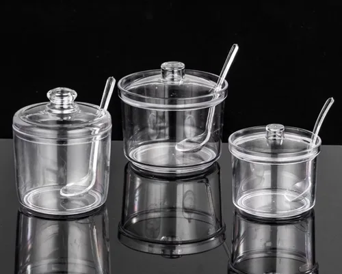Vista 6 de Clean Acrylic Sugar Bowl - Tarro de especias con tapa y cuchara
