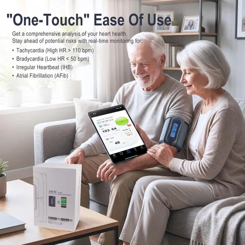 Vista 7 de MbH Monitor de presión arterial Bluetooth - Monitor inalámbrico de presión arterial para uso doméstico, detección IHB y AF, ultraligero y portátil