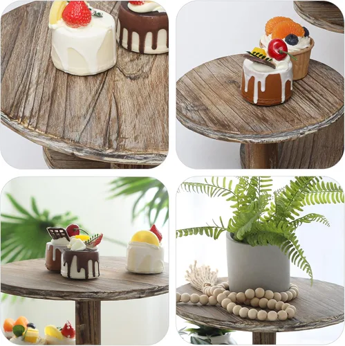 Vista 6 de SwallowLiving Soporte redondo de 5 niveles para cupcakes para 60 cupcakes de madera, bandeja escalonada para decoración de cupcakes para cumpleaños