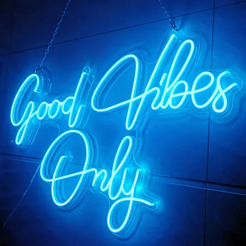 Vista 2 de FARNEW Good Vibes Only - Letrero de neón para pared, decoración de pared Azul