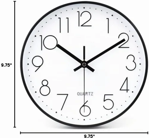 Vista 7 de jomparis Reloj de pared negro de 10 pulgadas, funciona con pilas, reloj de pared silencioso y sin tictac, reloj clásico para el hogar, oficina