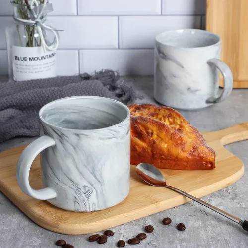 Vista 5 de M101 - Tazas de café apilables de 12 onzas para oficina, taza de cerámica de mármol novedosa para niños y niñas, amantes, mujeres y hombres, juego