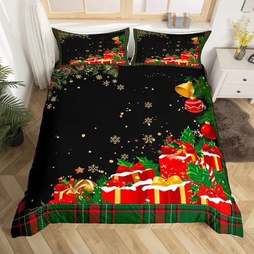 Vista 47 de Feelyou Juego de ropa de cama de Navidad gris para niños, tamaño individual, funda de edredón enana de Navidad para niños, niñas, adolescentes