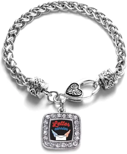 Vista 143 de Pulsera de dijes cuadrados de plata con joyería de circonita cúbica