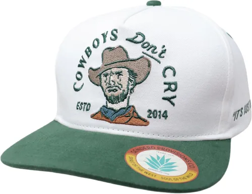 Vista 5 de Sendero Provisions Co. Cowboys Don't Cry - Gorra ajustable con diseño bordado (blanco/verde) - Talla única, Blanco