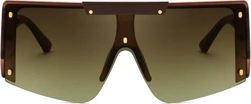 Vista 2 de FEISEDY Gafas de sol para mujer, de gran tamaño, cuadradas, con parte superior plana, para hombre, B4060