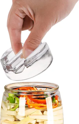 Vista 4 de TOPZEA Paquete de 9 pesas de vidrio de fermentación con mango de fácil agarre para tarros de conservas de boca ancha, kit de fermentación de pesas
