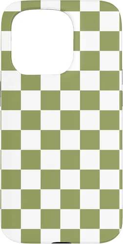 Vista 14 de Funda para iPhone 17 con diseño de cuadros verde oliva estético retro