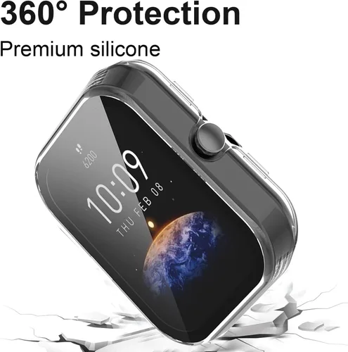 Vista 5 de Compatible con Amazfit Bip 3 Pro, Lamshaw Hard PC Case con protector de pantalla de vidrio templado compatible con Amazfit Bip 3 / Bip 3 Pro Paquete
