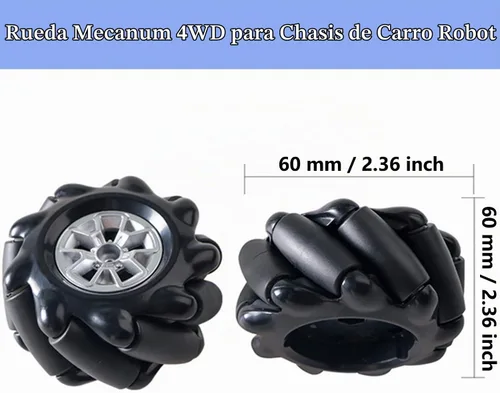 Vista 4 de MC100 4WD Mecanum Wheel Chasis de coche con motor TT, kit de coche inteligente de control remoto con rueda omnidireccional de 2.362 in para Negro