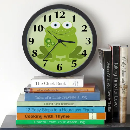 Vista 3 de CafePress Green Frog - Reloj de pared de 10 pulgadas para sala de estar, cocina u oficina
