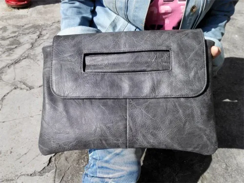 Vista 3 de Bolsos de mujer PU cuero femenino embrague bolso mensajero grande sólido alta capacidad