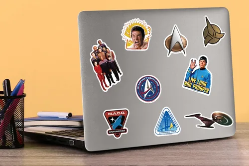Vista 5 de Star Trek - Paquete de calcomanías de vinilo troqueladas grandes de lujo, paquete variado - Laptop, botella de agua, álbumes de recortes, tableta