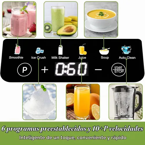 Vista 6 de Licuadoras para cocina, licuadora de batidos de encimera con jarra de vidrio de 51 onzas, molinillo y combo de taza para llevar, licuadora digital