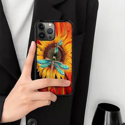 Vista 7 de Funda compatible con iPhone 15 Pro Max, 4 fundas de libélula en las cuatro esquinas con parachoques a prueba de golpes antideslizante funda