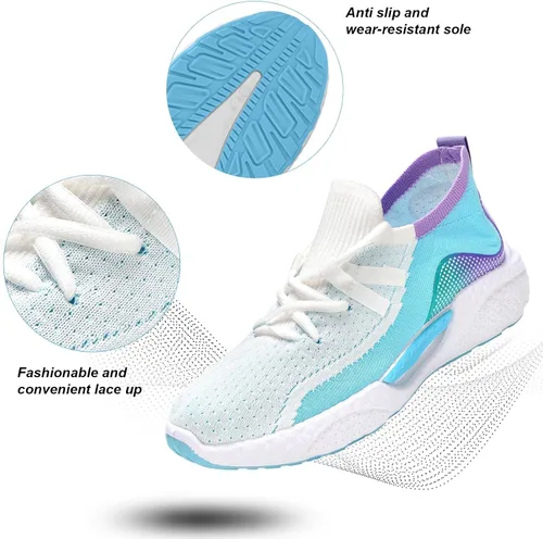 Vista 2 de KUNWFNIX Womens Lace up Skateboard Shoes Non Slip Lightweight Work Gym Shoes Sneakers Mesh Workout Casual Sports