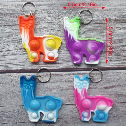Vista 4 de Paquete de 30 llaveros de alpaca con diseño de arcoíris a granel, lindas llamas, de alpaca, regalo de burbujas para adultos, niños y niñas, regalos
