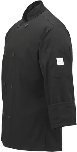 Vista 2 de Chamarra de cocina unisex Mercer Culinary con botones tradicionales, M, Negro, 1