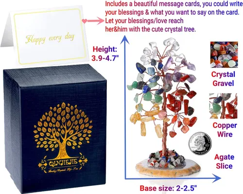 Vista 4 de QINJIEJIE Árbol de Chakra Natural de Cristal Árbol de la Vida Dinero para Decoración de Escritorio Piedra de 7 Chakras para Energía Positiva