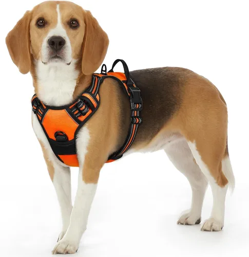 Vista 35 de Eagloo Arnés para perro pequeño, sin tirones, chaleco de servicio con tiras reflectantes y asa de control, ajustable y cómodo para caminar, arnés
