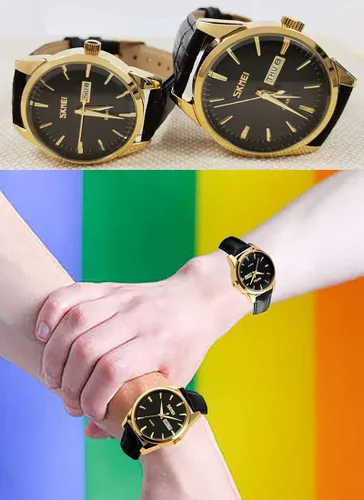 Vista 2 de SKMEI Par de relojes para parejas, hombres y mujeres, para él y para ella, juego de relojes para esposo, esposa, San Valentín, reloj de pulsera a