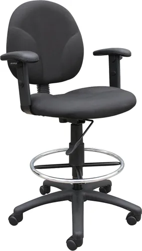 Vista 14 de Boss Office Products B1691-CS Stand Up Caressoft Taburete de dibujo con brazos ajustables en negro