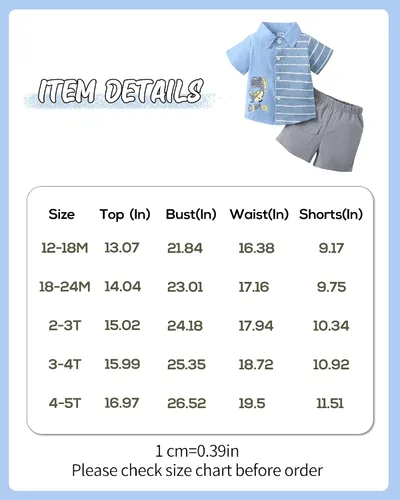 Vista 6 de KIMI BEAR Toddler Boys Clothes Baby Boy Outfit Summer Shirt Little Boy Shorts Set Cotton Clothes for Boys