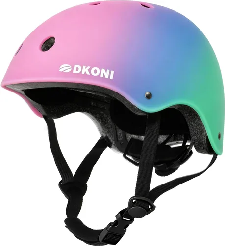Vista 7 de Casco de bicicleta para niños, ajustable y multideportivo, desde niños pequeños hasta jóvenes, 3 tamaños Rosado oscuro
