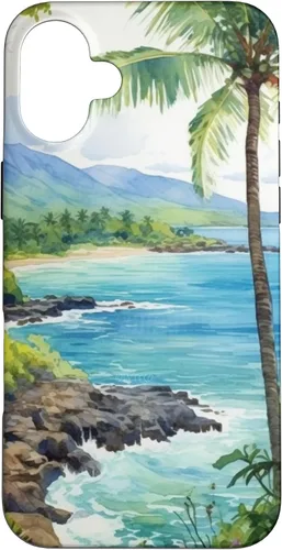 Vista 23 de Tropical Hawaii Forest Beach Ocean Art Aesthetic Case for iPhone 16