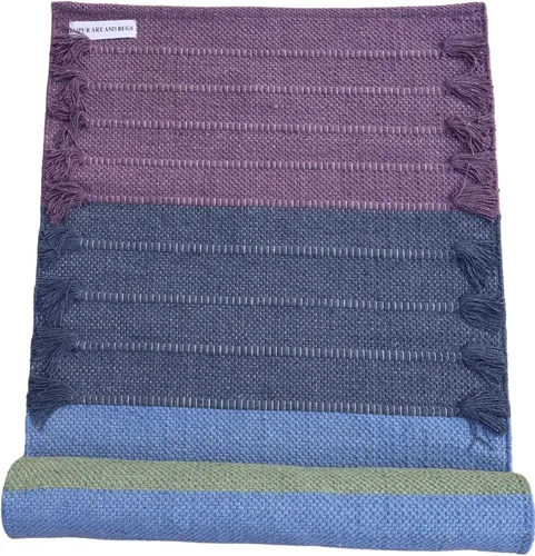 Vista 8 de Jaipur art & Rugs Estera de yoga de algodón - Alfombra tejida a mano ecológica - Antideslizante y gruesa (61x183x5mm) para fitness diario en casa